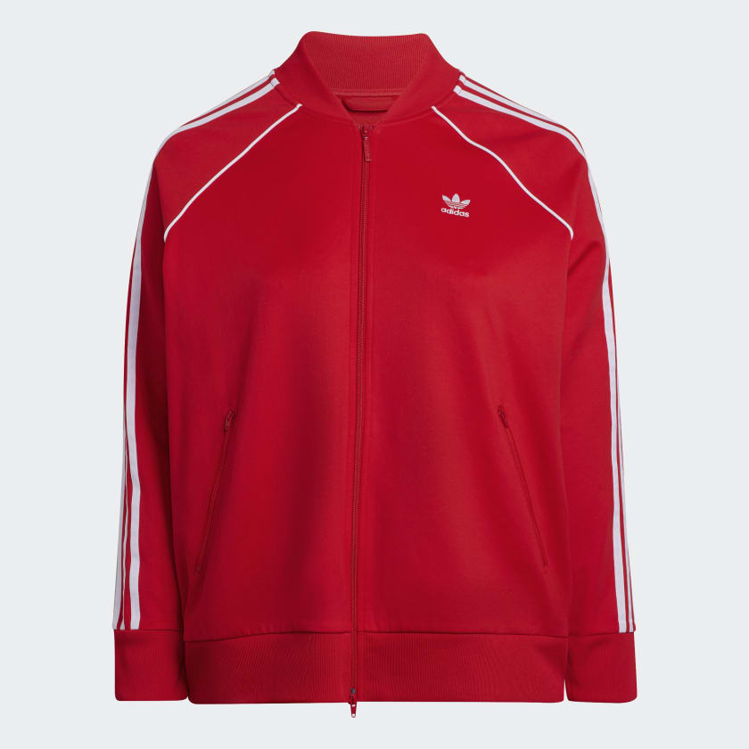 adidas Primeblue SST Track Top (Plus Size) - Red | Women's Lifestyle ...