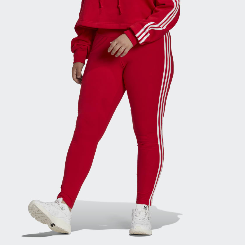 NEW Adidas Womens Adicolor 3-Stripes Tights - FM3283 - Red/White - XS 