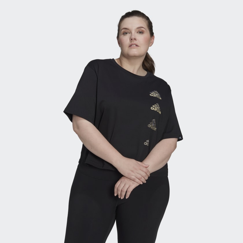 adidas AEROREADY Crop Graphic Training Tee Plus Size Black