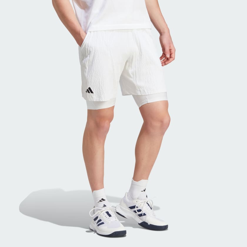 adidas AEROREADY Pro Two-in-One Seersucker Tennis Shorts - White | Men's  Tennis | adidas US