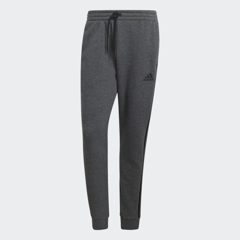 adidas Essentials French Terry Tapered-Cuff 3-Stripes Pants - Grey | Men's | adidas