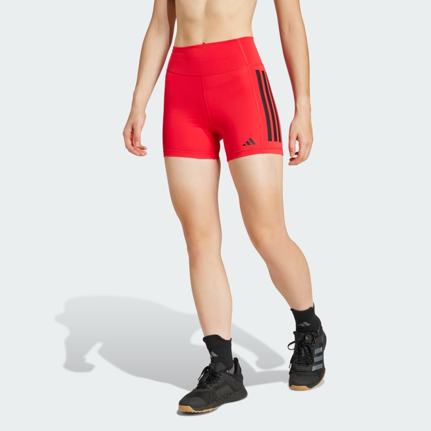 adidas Optime 3-Stripes 1/4 Short Leggings - Red | Free Shipping with  adiClub | adidas US