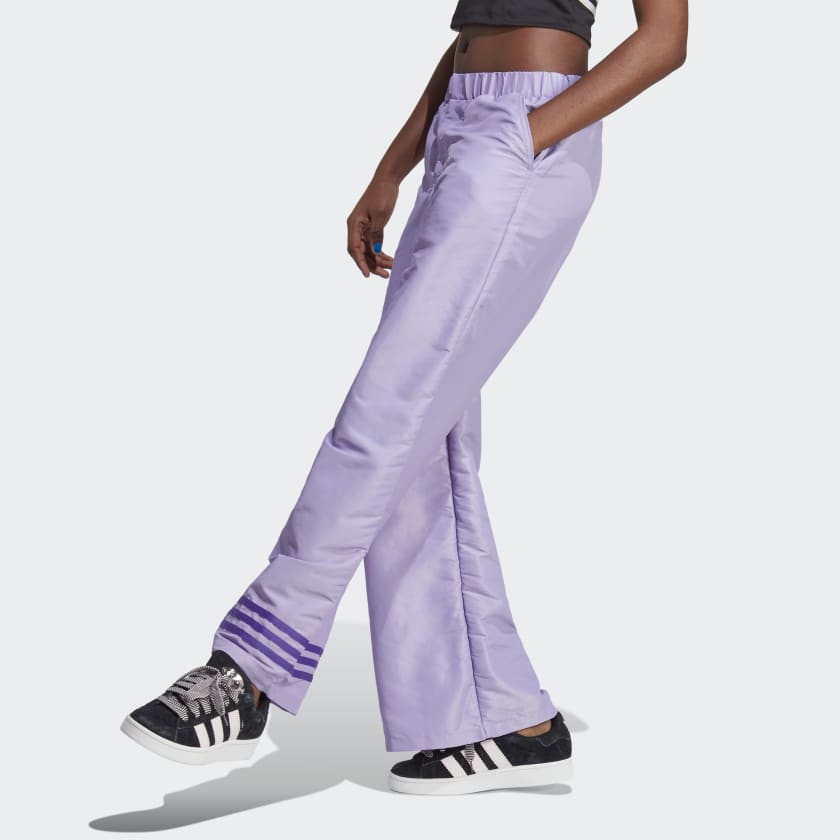 adidas Detached Waistband Vented Velour Flared Leg Pants - Purple