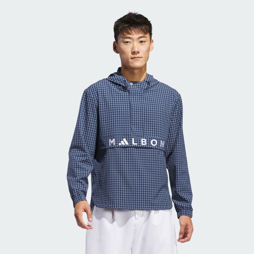 アディダス MALBON ギンガムチェックアノラックフーディー - ブルー | アディダス ジャパン