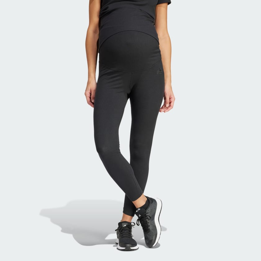 adidas Ribbed High-Waist 7/8 Leggings (Maternity) - Black | adidas UK
