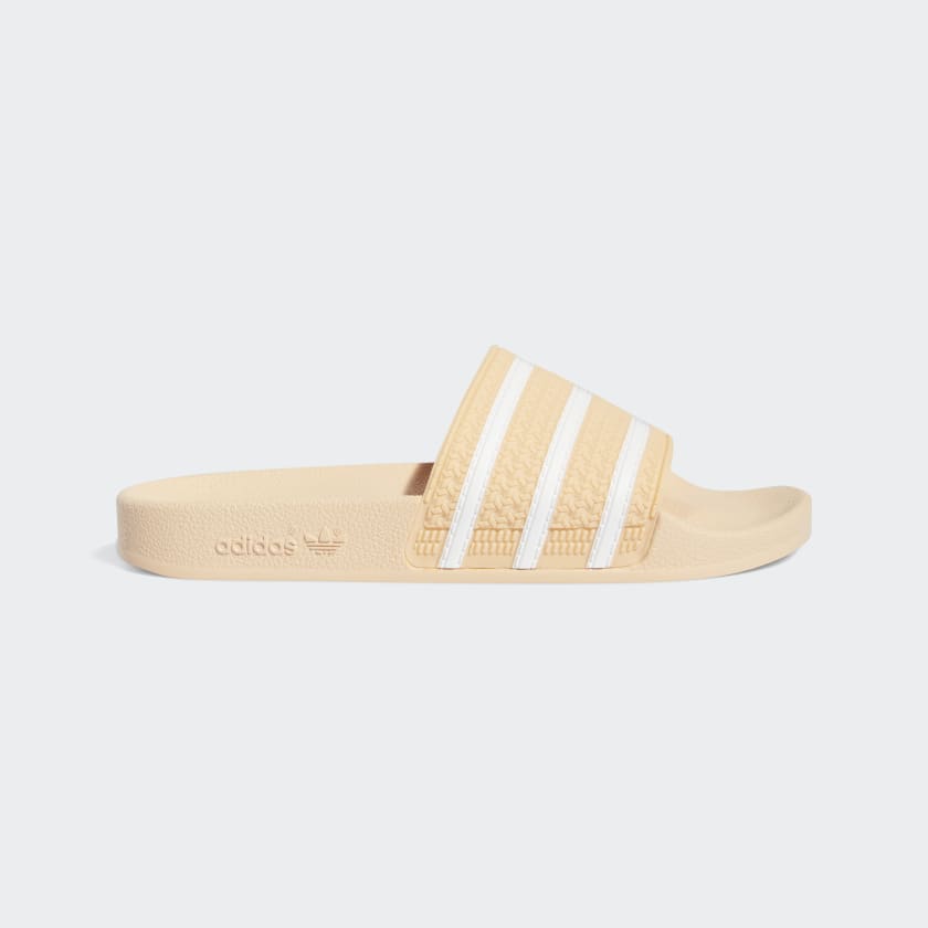 Pink and online white adidas sliders