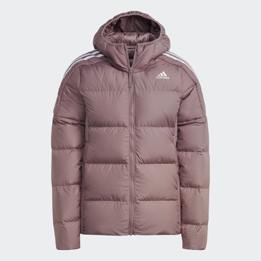 adidas Essentials Midweight Down Hooded Jacket Purple adidas UK