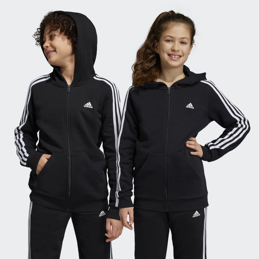 adidas Essentials 3 Stripes Fleece Full Zip Hoodie Black adidas Deutschland