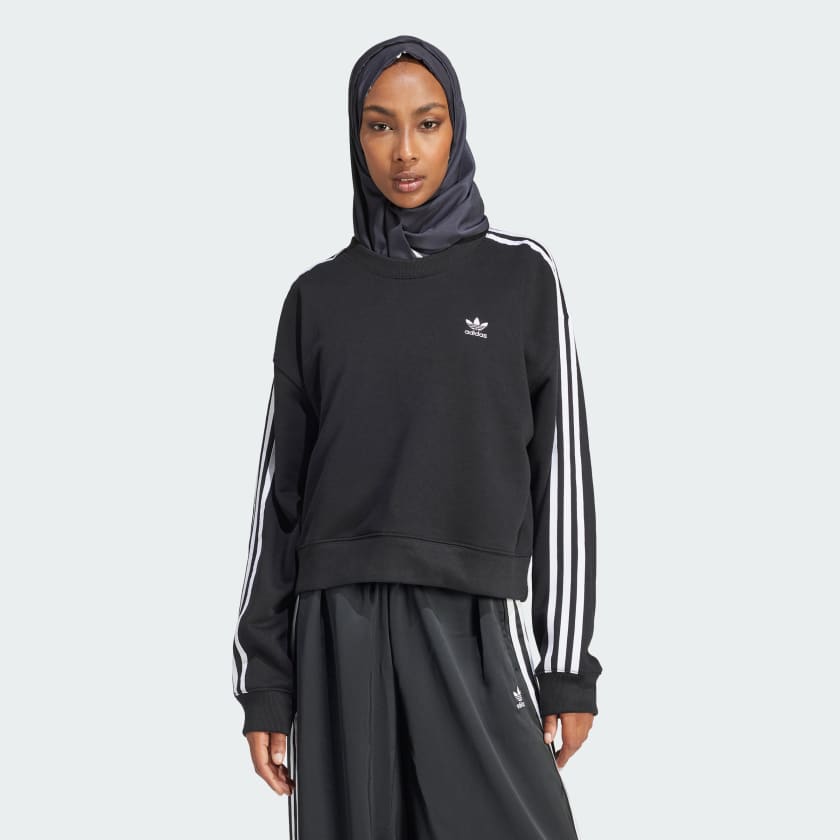 adidas 3-Stripes Crew Sweatshirt - Black | adidas Canada