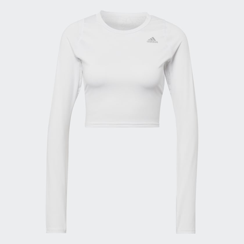 adidas Fast Flower Crop Long Sleeve Running Tee White adidas Philippines