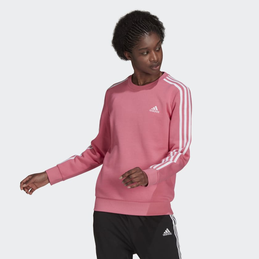 adidas Essentials 3-Stripes Fleece Sweatshirt - Pink | H10193 | adidas US
