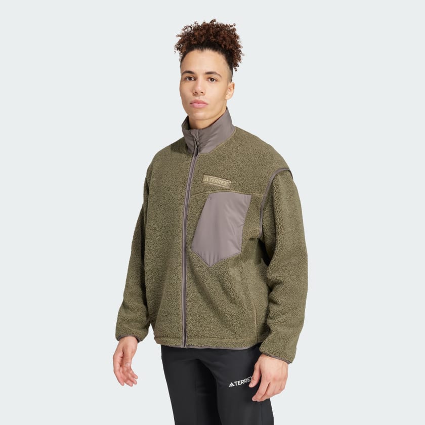adidas Terrex Xploric High Pile Fleece Jacket Green Free Shipping with adiClub adidas US