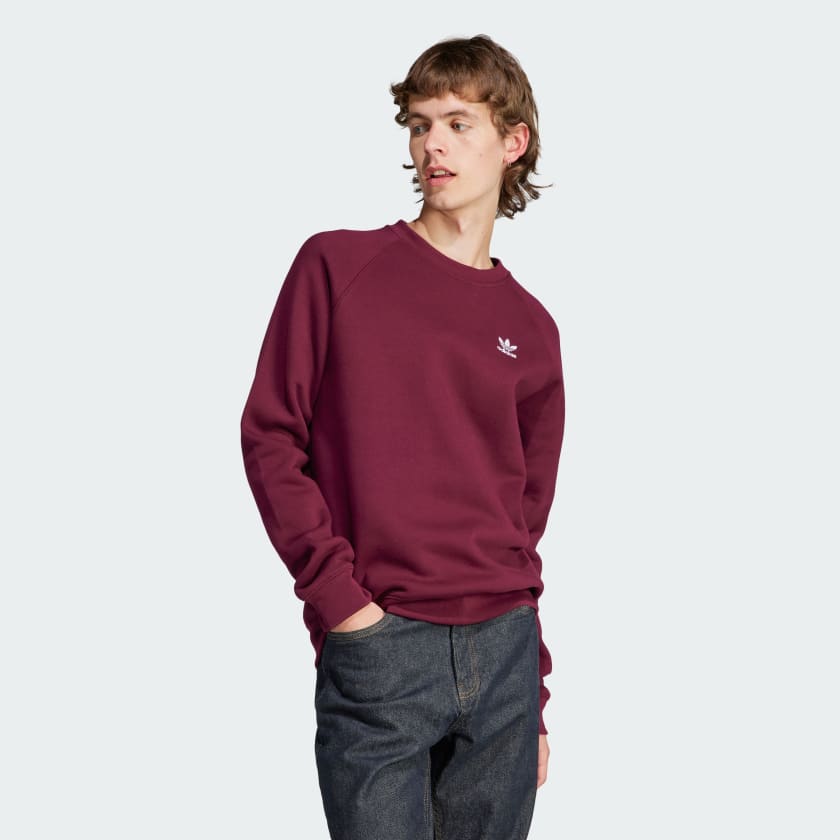 adidas Trefoil Essentials Crewneck Burgundy Free Shipping with adiClub adidas US