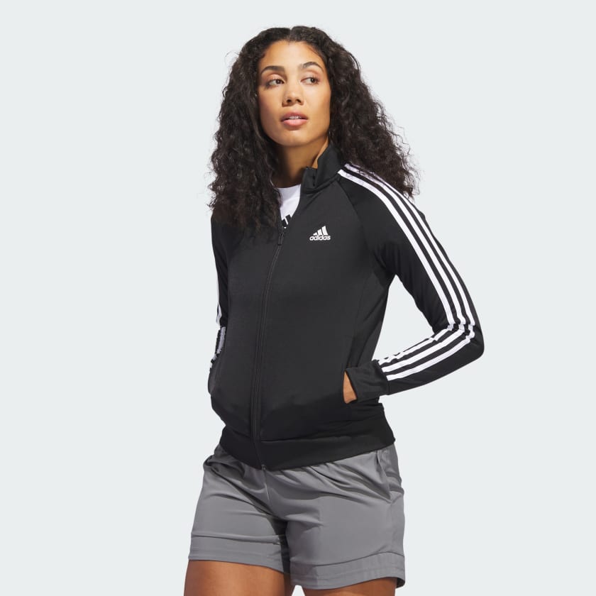 adidas Primegreen Essentials Warm-Up Slim 3-Stripes Track Jacket - Black |  Women's Lifestyle | adidas US