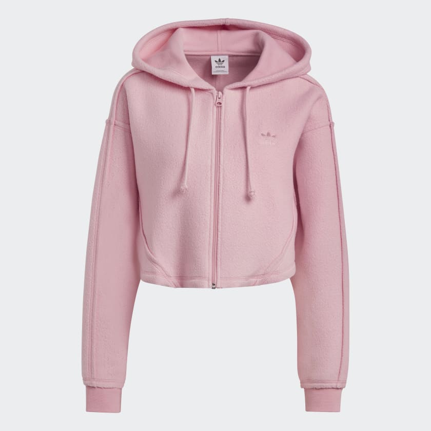 adidas Crop Full Zip Loungewear Hoodie Pink Free Shipping with adiClub adidas Canada
