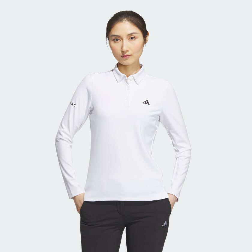 White polo shirt best sale long sleeve women's