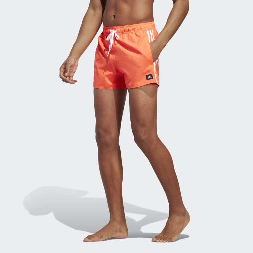 adidas 3-Stripes CLX Very-Short-Length Swim Shorts - Red | Free ...