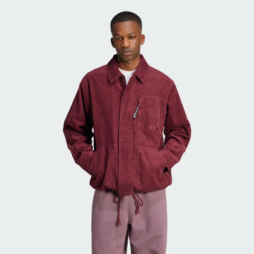 adidas Originals 90s Corduroy Chore Coat Burgundy adidas New Zealand