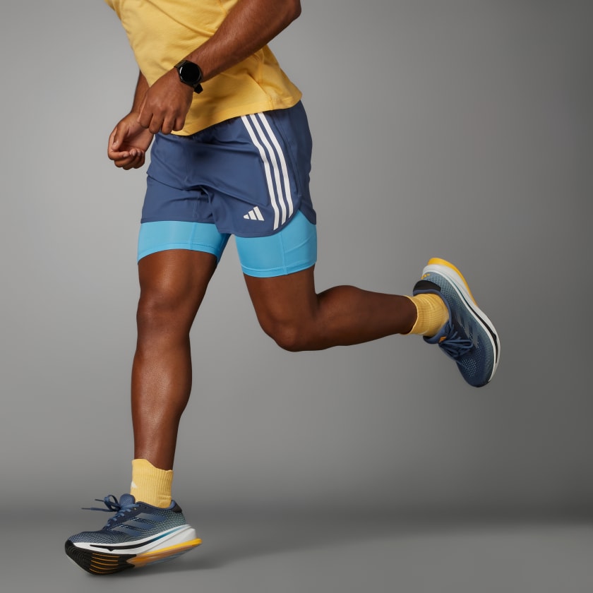 adidas Own The Run 3-Stripes 2-in-1 Shorts - Blue | Men's Running | adidas  US