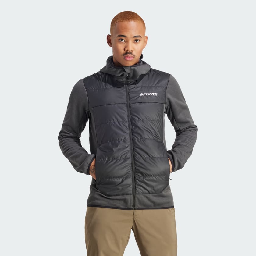 adidas Terrex Hybrid Hooded Multi Black Jacket US Hiking Men\'s | | Insulated - adidas