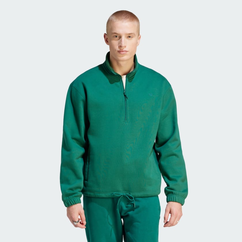 US | adidas Contempo adidas Sweatshirt Crew | Green Adicolor - Lifestyle Half-Zip Men\'s