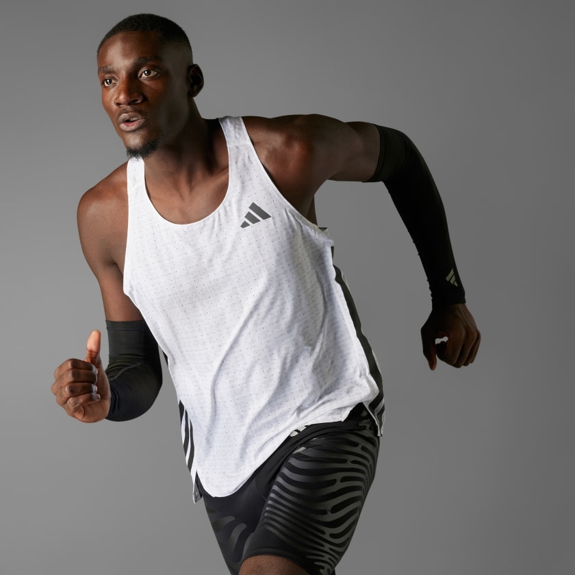 adidas Adizero Running Singlet - White | Free Shipping with