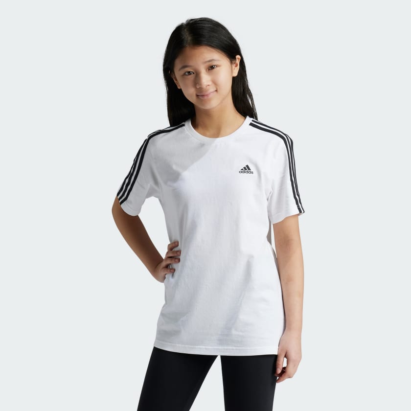 adidas Essentials 3 Stripes Cotton Loose Fit Boyfriend Tee White Free Shipping with adiClub adidas Canada