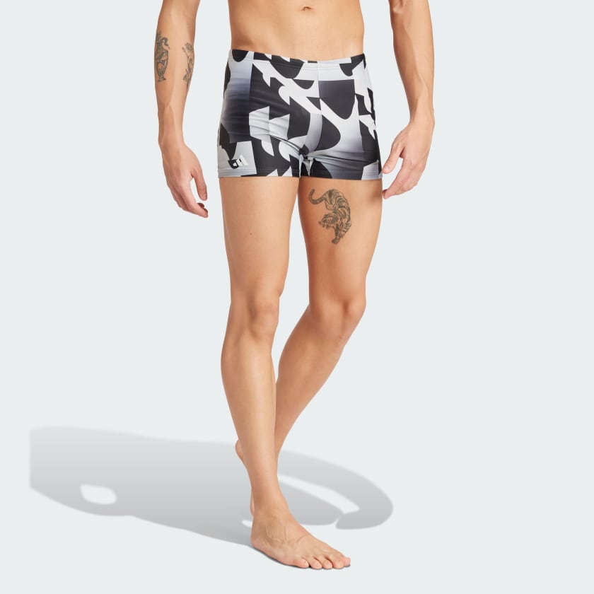 Adidas allover print swim hotsell shorts