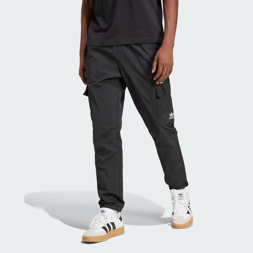 adidas Trefoil Essentials Woven Cargo Tracksuit Bottoms Black adidas UK