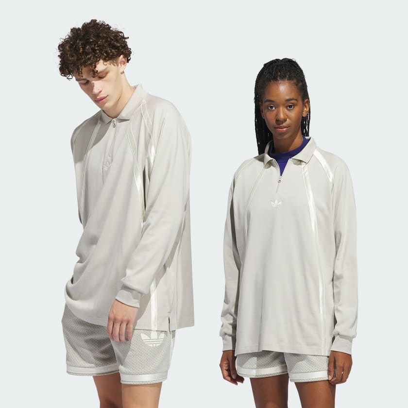 adidas Rugby Long Sleeve Polo Shirt Gender Neutral Beige adidas Philippines