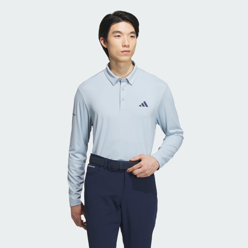 adidas AEROREADY Big Badge of Sport Long Sleeve Polo Shirt Blue