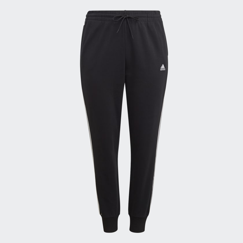 adidas Essentials 3 Stripes French Terry Cuffed Pants Plus Size Black adidas Thailand
