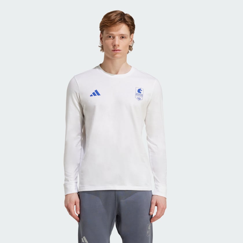 クリスマスファッション Graphic Sleeve Long 2025 Marathon® Boston adidas Tee White - 陸上用シャツ