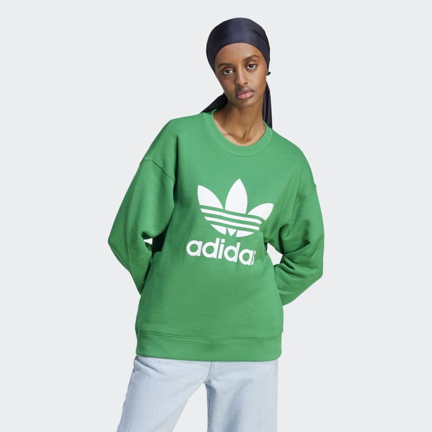 adidas Adicolor Trefoil Crew Sweatshirt - Green | Women's Lifestyle | adidas