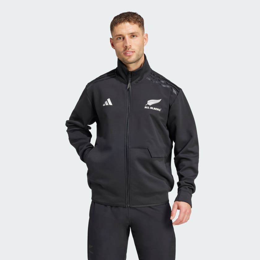 Men s Adidas Black New Zealand Rugby 2024 25 Anthem Full Zip Jacket