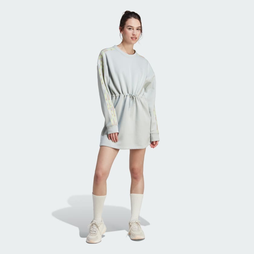 adidas Floral Graphic 3 Stripes Fleece Dress Gris adidas Mexico