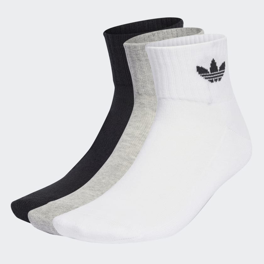 Chaussettes adidas Mid Cut Crew Socks 3-Pack White/ Medium Grey Heather/  Black