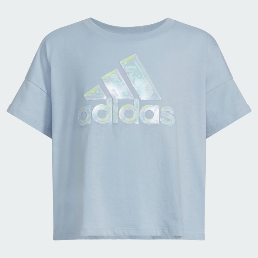 adidas Short Sleeve Loose Fit Box Tee Blue Kids Training adidas US