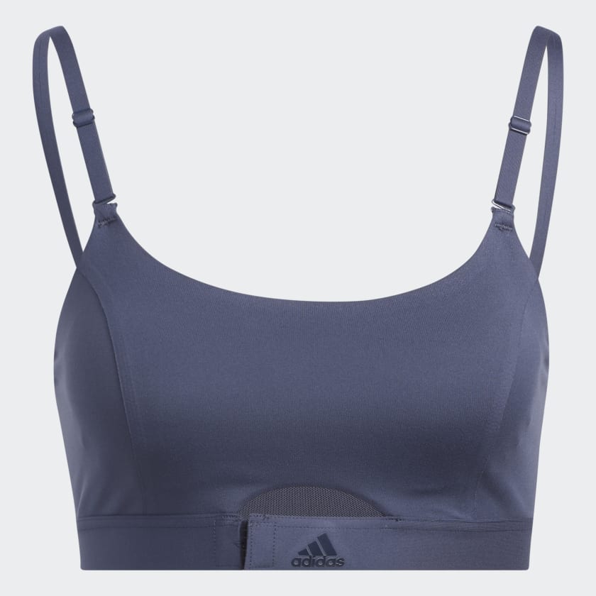 adidas womens All Me 3-Stripes Climalite Designed 4 Training Fitness Gym  Pilates Yoga Compression Light Support Workout Bra, Glow Blue, X-Small at   Women's Clothing store