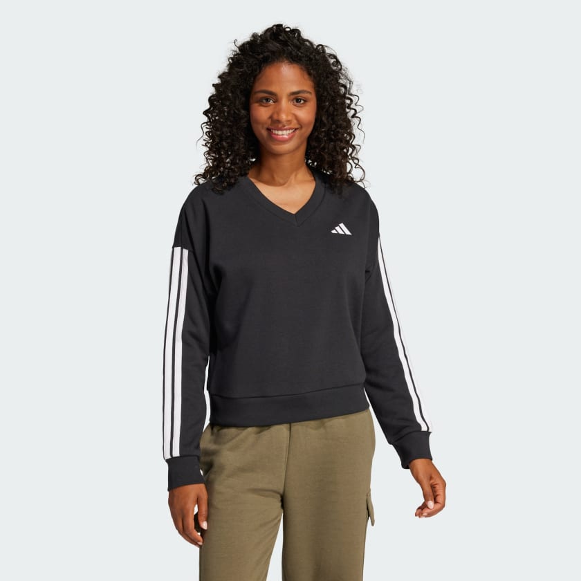 adidas Essentials 3-Stripes French Terry V-neck Sweatshirt