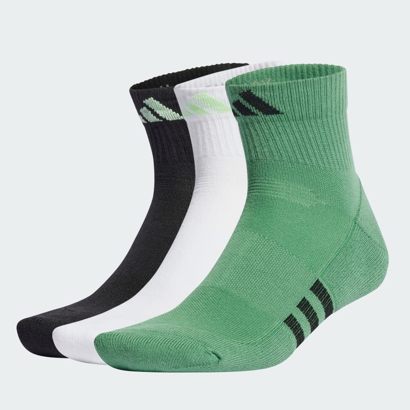 adidas Performance Cushioned Mid-Cut Socks 3 Pairs - Green | Free ...