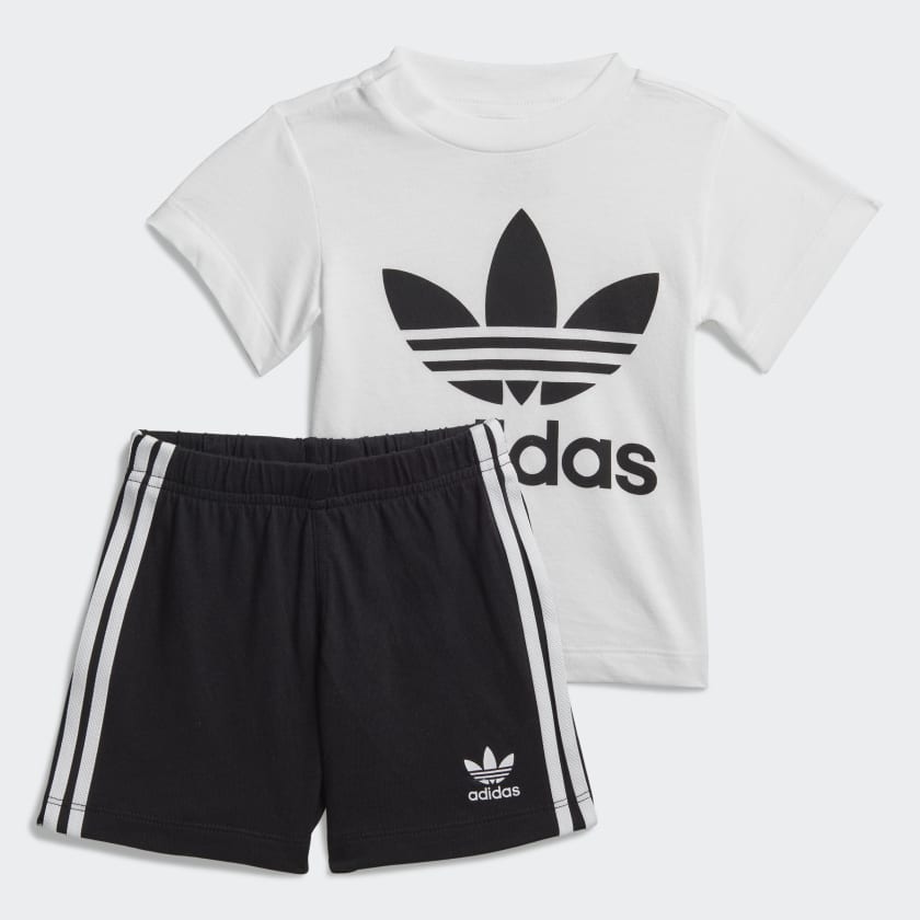 adidas Trefoil Shorts Tee Set - White, Kids' Lifestyle