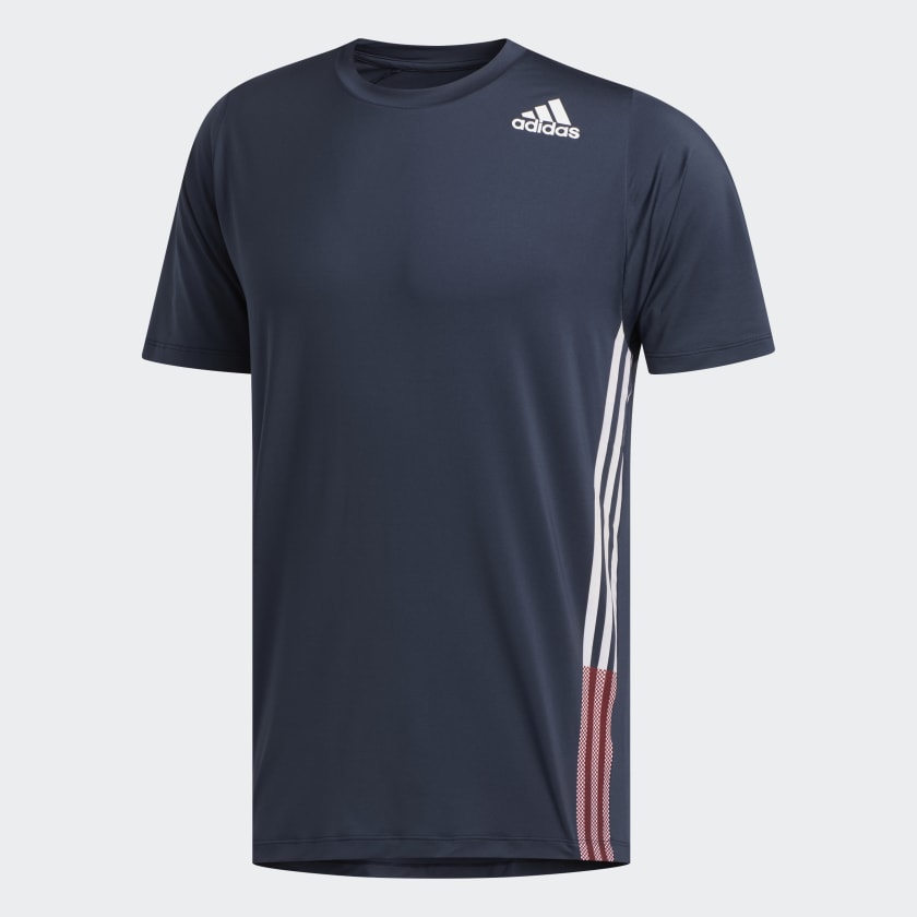 adidas FreeLift 3 Stripes Tee Blue adidas Singapore