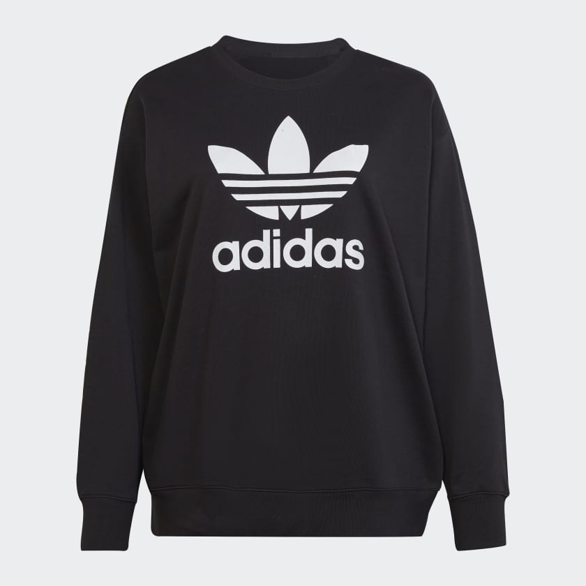 adidas Trefoil Crew Sweatshirt Plus Size Black Women s Lifestyle adidas US