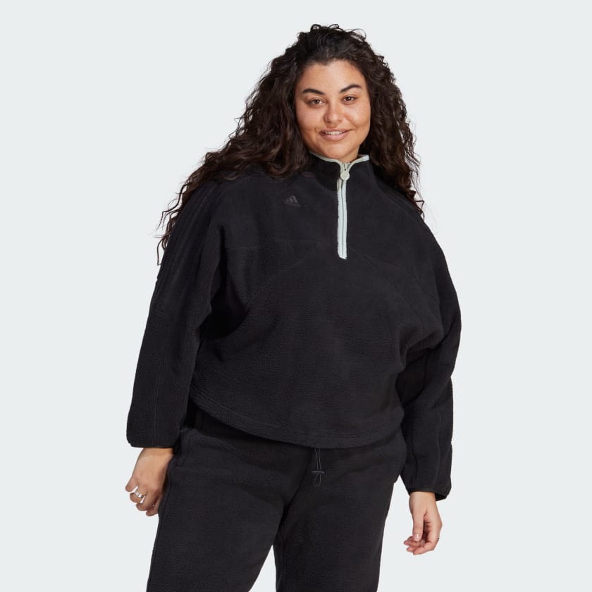 adidas Tiro Half-Zip Fleece Sweatshirt (Plus Size) - Black, Women's  Lifestyle
