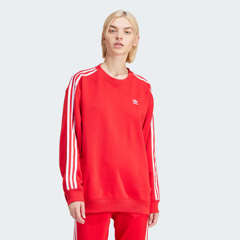adidas Adicolor 3-Stripes Oversized Crew Sweatshirt - Red | Women's  Lifestyle | adidas US