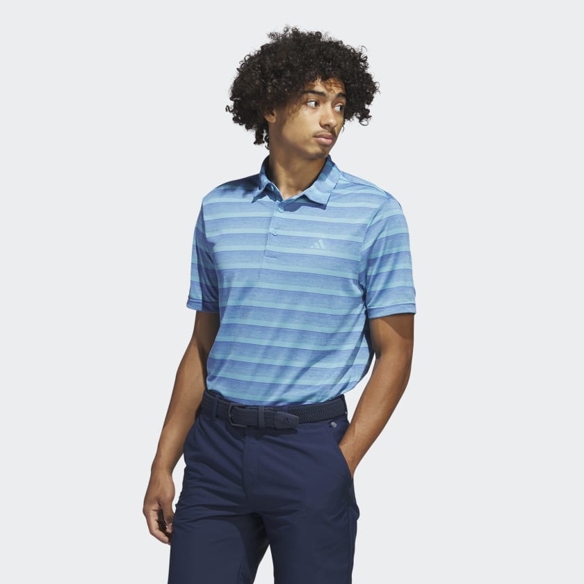 adidas Two Color Striped Golf Polo Shirt Blue adidas India