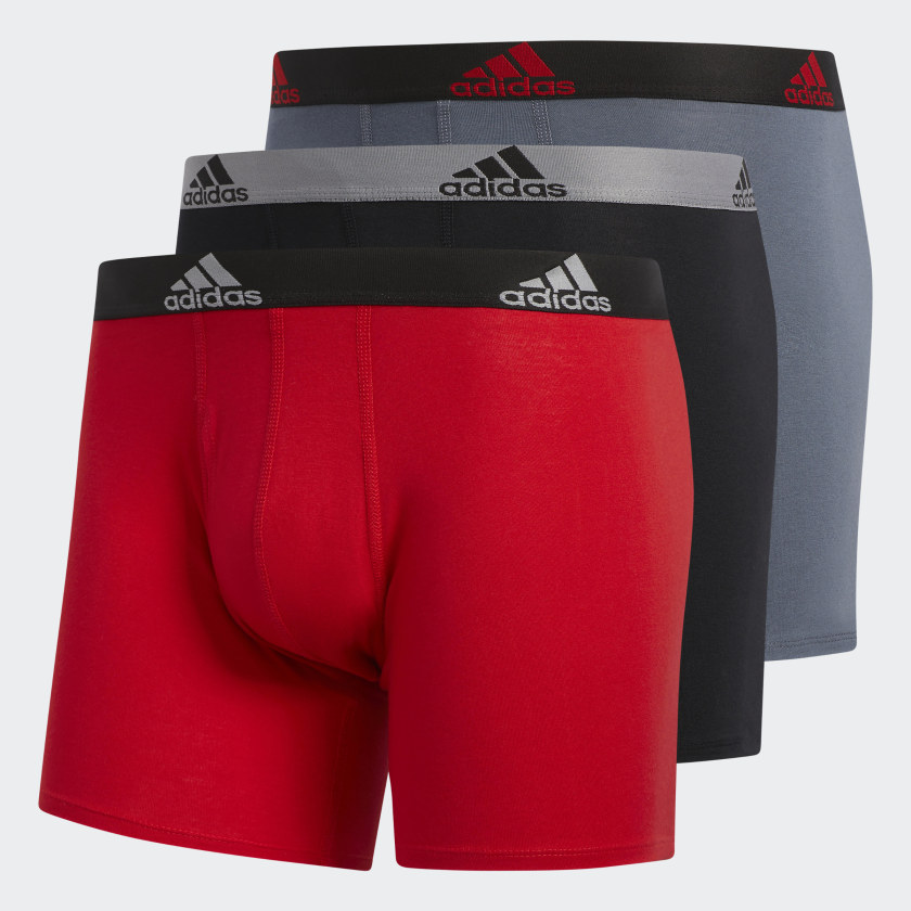 adidas Stretch Cotton Boxer Briefs 3 Pairs - Red | adidas Canada