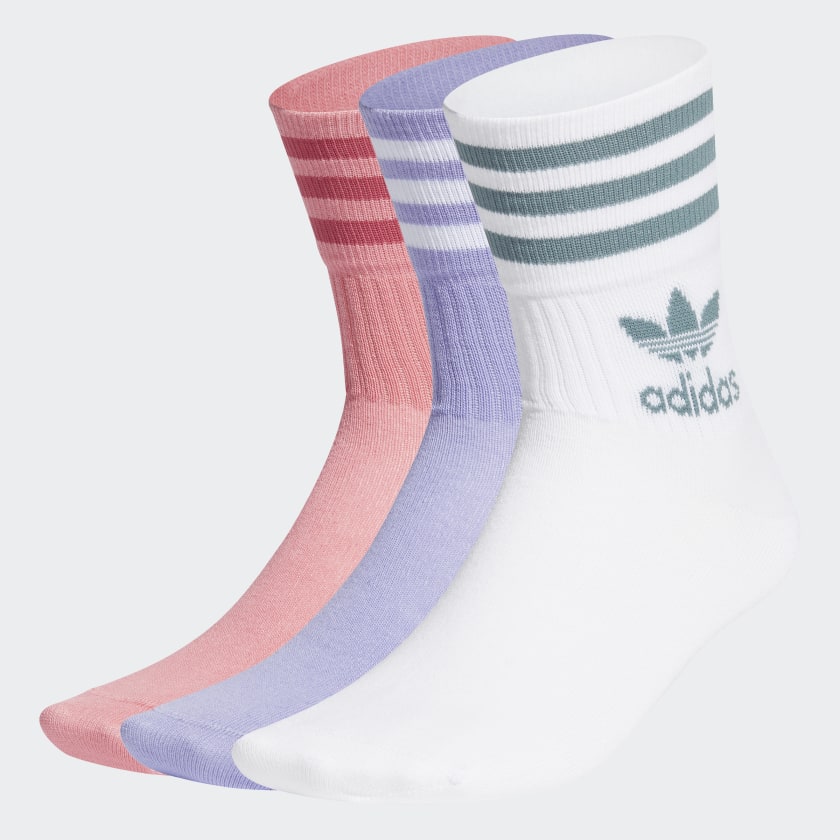 adidas Mid Cut Crew Socks 3 Pairs - Pink | adidas Malaysia