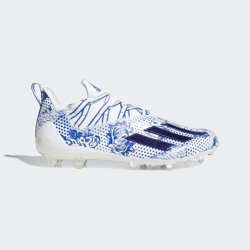 blue and white football cleats